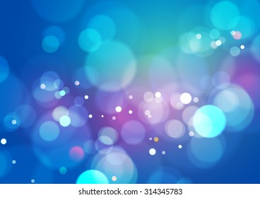 Blue Abstract Bokeh Light Background, Vector Illustration