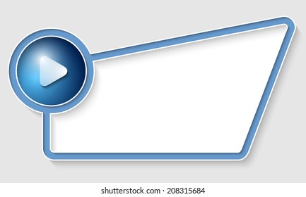 blue abstract box for text with play symbol