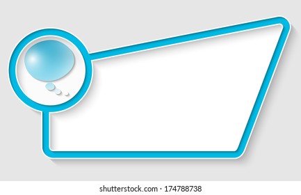 blue abstract box for text with speech bubble