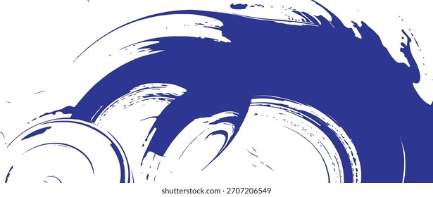Blue Abstract Brush Stroke Circle Art for Dynamic Backgrounds and Creative Design.	

