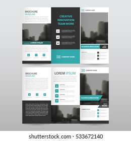 Blue abstract business trifold Leaflet Brochure Flyer report template vector minimal flat design set, abstract three fold presentation layout a4 size