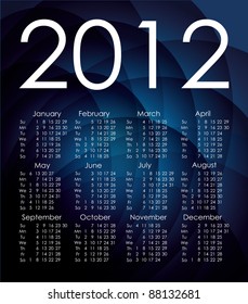Blue abstract calendar 2012.