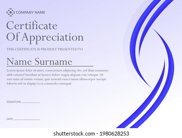 Plantilla de asignación de certificado abstracto azul