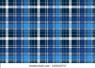 Blue abstract check textile seamless pattern. Vector illustration.