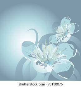 blue abstract cherry blossom background