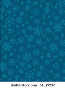 Blue abstract christmas background with  snowflakes