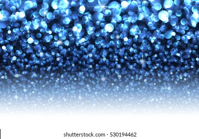 Blue abstract Christmas blurred luminous background. Vector illustration.