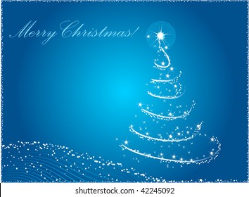 Blue Abstract Christmas Tree Background Wave Stock Vector (Royalty Free ...