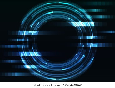 blue abstract circle background, digital overlap layer line, simple technology design template, vector illustration