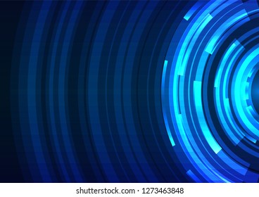 blue abstract circle background, digital overlap layer line, simple technology design template, vector illustration