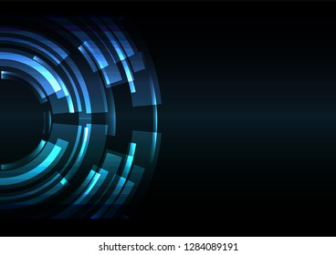 blue abstract circle background, digital overlap layer line, simple technology design template, vector illustration