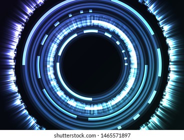 blue abstract circle background, digital overlap layer line, simple technology design template, vector illustration