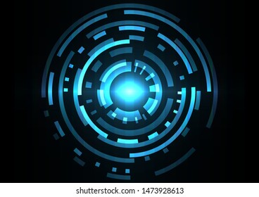 blue abstract circle background, digital overlap layer line, simple technology design template, vector illustration