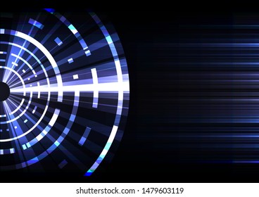 blue abstract circle background, digital overlap layer line, simple technology design template, vector illustration