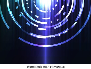 blue abstract circle background, digital overlap layer line, simple technology design template, vector illustration