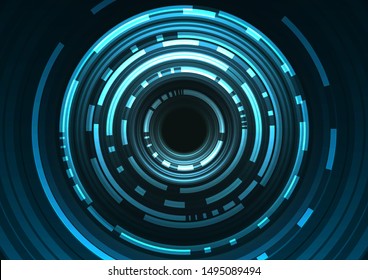blue abstract circle background, digital overlap layer line, simple technology design template, vector illustration