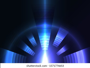 blue abstract circle background, digital overlap layer line, simple technology design template, vector illustration