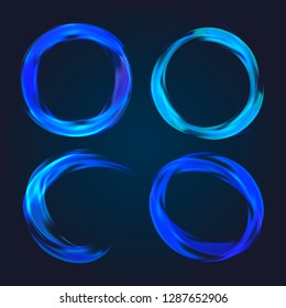 Banderas de círculo abstracto azul conjunto de vectores