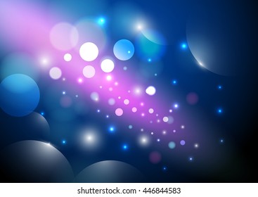 Blue abstract circle bokeh background. Galaxy space concept. vector design