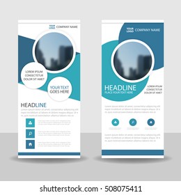Blue abstract circle Business Roll Up Banner flat design template ,Abstract Geometric banner template Vector illustration set, 