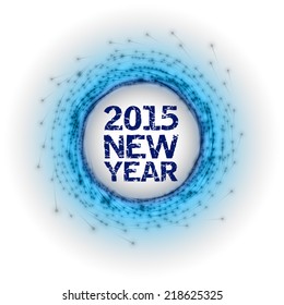 Blue abstract circle with new yer 2015 numbers. 