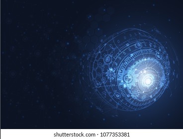 Blue abstract circle technology background, vector illustration. 