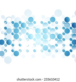 Círculos abstractos azules sobre fondo blanco. Diseño tecnológico de vectores