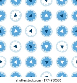 Blue abstract circles - seamless pattern. Modern color illustration for textiles, packaging, postcards, etc. Flat style.