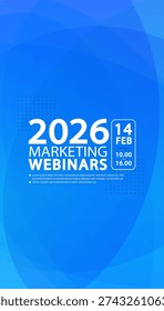 Blue abstract circular background for marketing webinar and mobile event invitation. Versatile vector illustration with dot patterns ideal for social media stories and business seminar marketing.