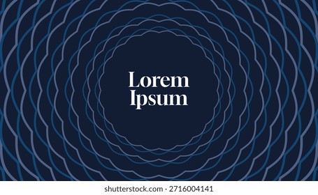 Blue abstract circular wave background with glowing concentric lines