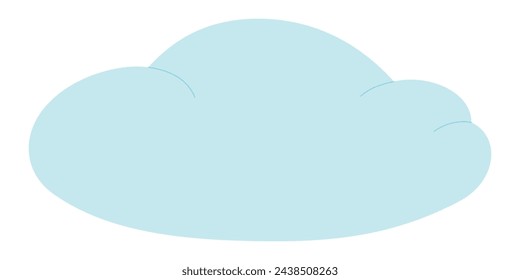 Blue abstract cloud illustration. Cute fluffy, bubbly cloud. Single blue cloudy shape isolated on blue background. Flat vector decoration element. Blue cloud flat icon on white background vector illus