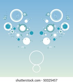 Blue abstract composition made up with circles and shapes.