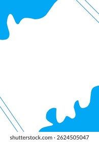 Blue abstract corner border decoration on white background, minimalist design element for layouts or templates