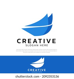 Blue abstract corporate identity design logo vector creative concept, simple and clean app icon