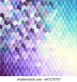 Blue abstract cubes pattern in low poly style.