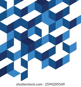 Blue Abstract Cubes Shapes Isometric Pattern Design Background
