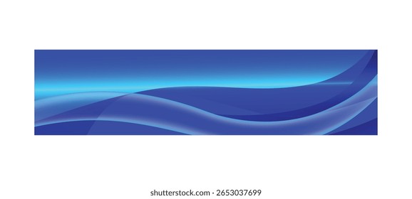 Vetor de modelo de banner horizontal ondulado de curva abstrata azul