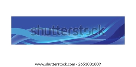 Blue abstract curve wavy horizontal banner template design