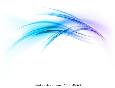 blue abstract curves on the white background