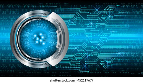 blue abstract cyber future technology concept background, vector illustration, circuit, binary code, eye