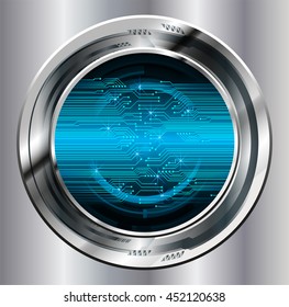 blue abstract cyber future technology concept background, vector illustration, circuit, binary code