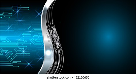 blue abstract cyber future technology concept background, vector illustration, circuit, binary code