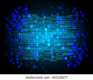 blue abstract cyber future technology concept background, vector illustration, circuit, binary code