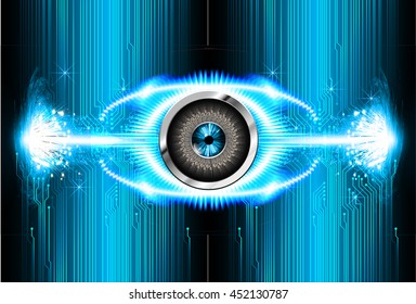blue abstract cyber future technology concept background, vector illustration, circuit, binary code. eye