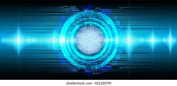 blue abstract cyber future technology concept background, vector illustration, circuit, binary code. wave