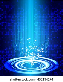 blue abstract cyber future technology concept background, vector illustration, circuit, binary code