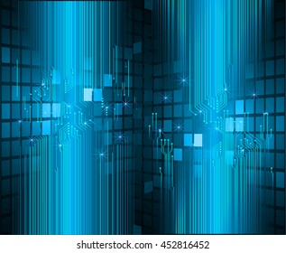 blue abstract cyber future technology concept background, vector illustration, circuit, binary code
