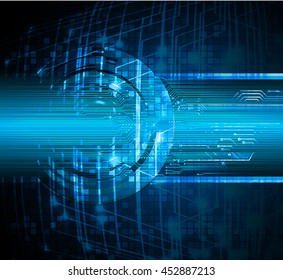 blue abstract cyber future technology concept background, vector illustration, circuit, binary code