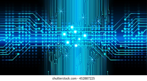 blue abstract cyber future technology concept background, vector illustration, circuit, binary code