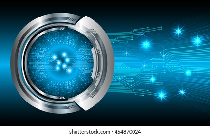blue abstract cyber future technology concept background, vector illustration, circuit, binary code, eye